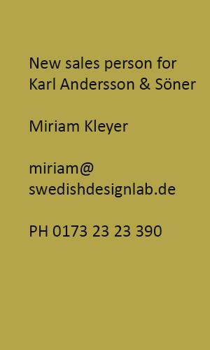 Miriam Kleyer new sales repr Karl Andersson Söner